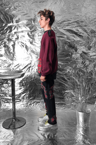 Off-Set Double Layer Crewneck