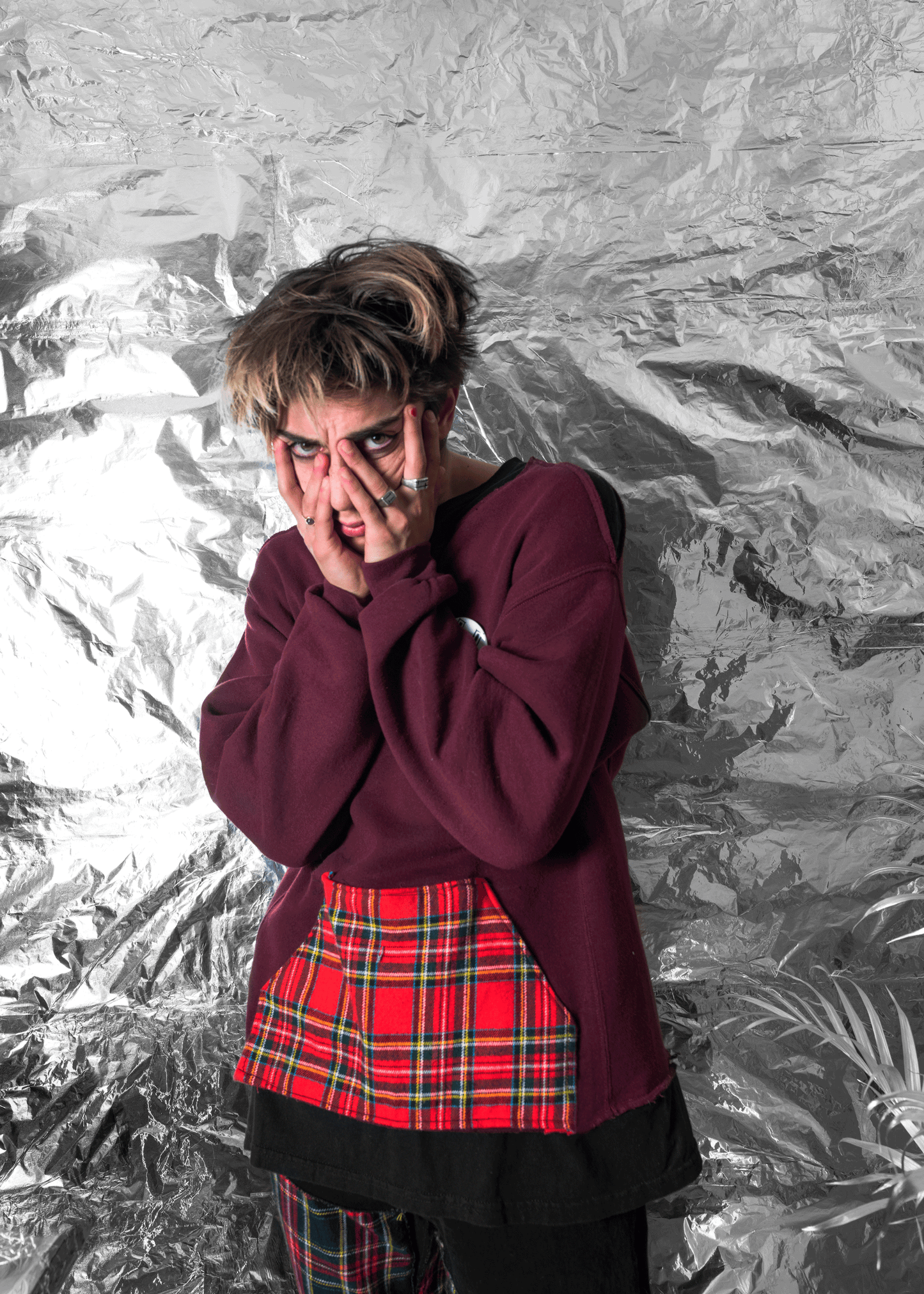 Off-Set Double Layer Crewneck